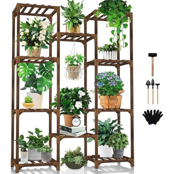 Plant Stand Indoor Outdoor, Tall Plant Shelf for Multiple Plants - Picture 7 of 7